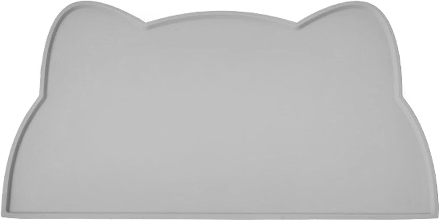 Cat Food Mat, Silicone Pet Feeding Mat for Floor Non-Slip Waterproof Dog Water Bowl Tray Cushion (20" x 12", Dark Gray)