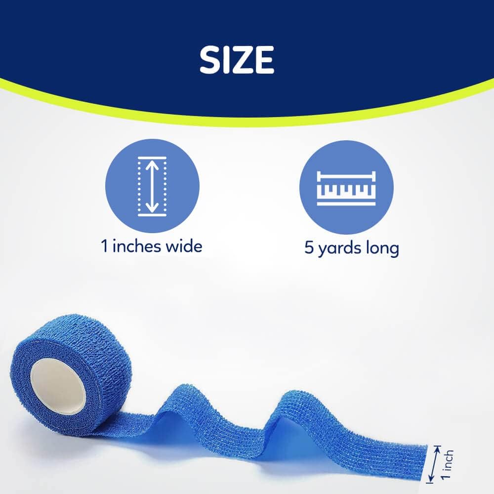 WePet Pet Wrap, Self-Adhesive Non-Woven Bandage, Emergency Cohesive Gauze, for Dogs, Cats, Horse, Birds, Wounds, Wrist Healing, Ankle Sprain, 1 Inch, 12 Rolls