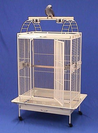 Lani Kai Lodge Playtop Large Bird Cage with Stand - Large Parrot Cage - Perfect for African Greys, Cockatiels, Mini Macaws, Small Cockatoos - 32" W x 22" D x 64" H - Black Vein