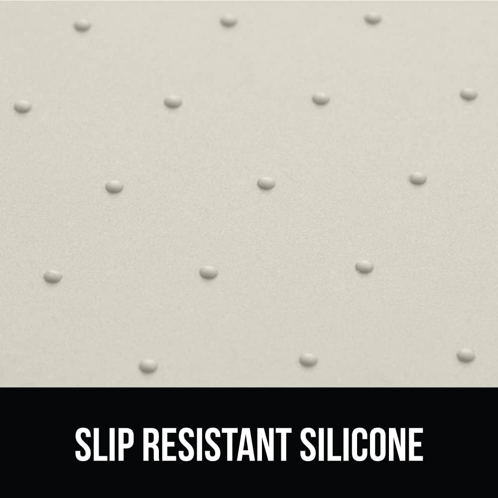 GORILLA GRIP 100% Waterproof Raised Edge BPA Free Silicone Pet Feeding Mat, Dog Cat Food Mats Contain Spills Protects Floors, Placemats for Cats and Dogs Water Bowl, Pets Accessories 28x18 Cream