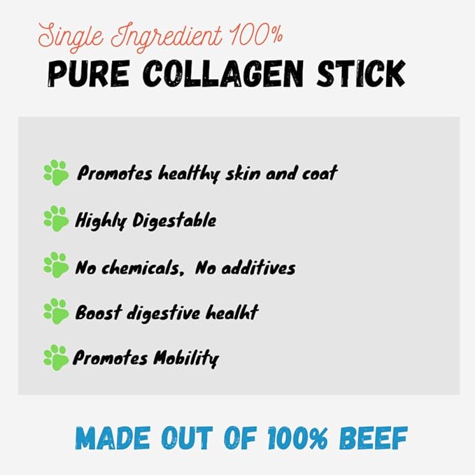 Amazing Dog Treats -Small Collagen Stick - (6 Inch - 8 Count) - Collagen Beef Cheek Rolls - No Hide Bones for Dogs