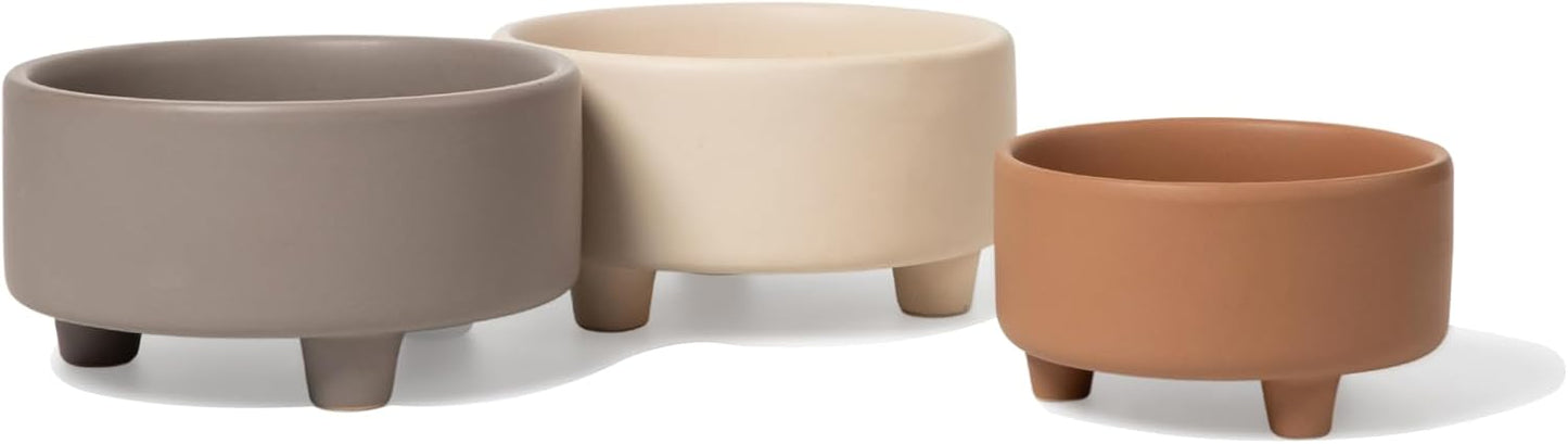 Waggo Uplift Ceramic Dog Bowl for Small Medium and Large Breeds - Heavyweight and Durable Pet Food and Water Dish Crock, Dishwasher Safe, Modern, Elevated Feeder (Vintage Grey, Small)