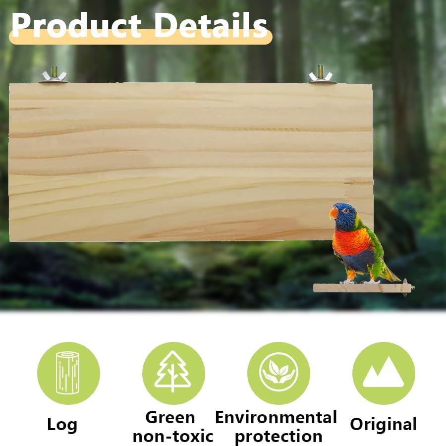 3 Pack Bird Perch Stand 12.4×5.3 Inch- Rectangular Wood Platform Wood Perch Stand Board Shelf for Parrot, Lovebird, Hamster, Guinea Pig, Chinchilla