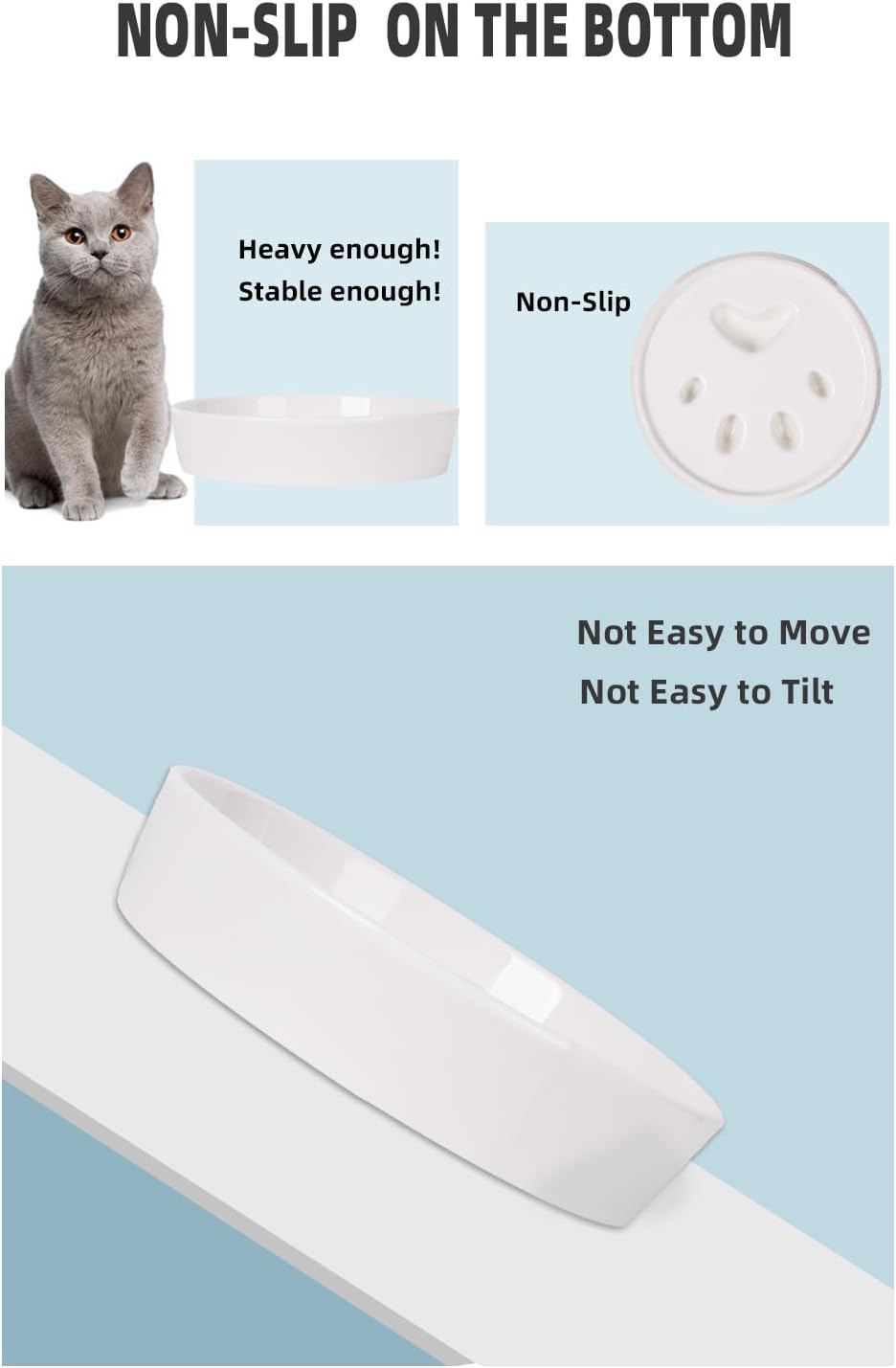 Slow Feeder Cat Bowls, Ceramic Fun Slow Eater Bowl for Cats (White)