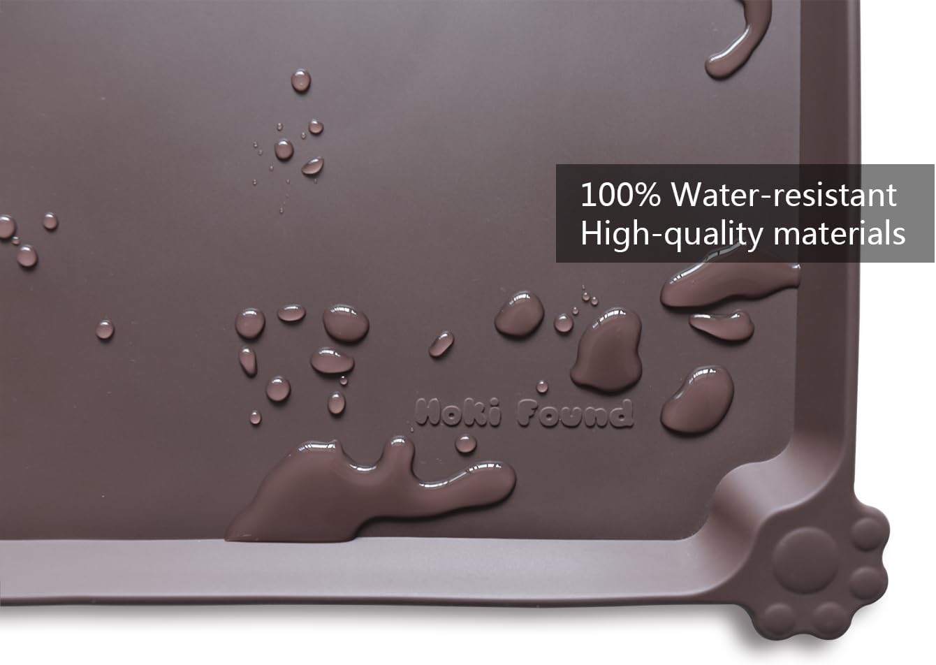 Hoki Found X-Large Silicone Non-Slip Pet Feeding Mats - Waterproof, Ideal for Dogs, Cats & Carpets - Dark Oak