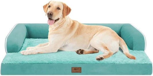 Orthopedic Large Dog Bed Washable: Large Size Dog Beds with Removable Washable Cover, XXLarge Orthopedic Aqua Blue Dog Beds for Big Pet Dogs