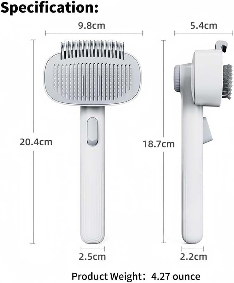 Marchul 2-in-1 Cat Grooming Brush, Cat Brushes with Release Button & Deshedding Dematting Rake, Grooming Comb Tool for for Long or Short Haired Pets, Reduce Shedding, Remove Knots and Massage, White