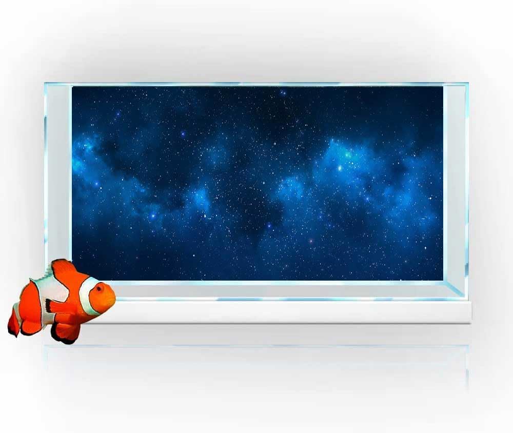 36X18IN Starry Aquarium Background, Art Starry Fish Tank Decorations Background, with 8 EVA Double-Sided Tape