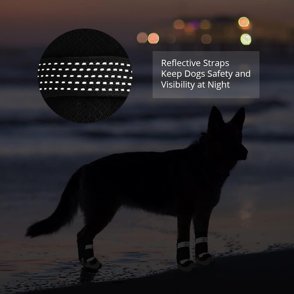 Dog Shoes for Hot Pavement Anti-Slip Dog Boots & Paw Protectors Breathable & Waterproof Dog Shoes for Small to Large Dogs with Reflective Straps Pet Dog Boots for Hiking Summer Outdoor