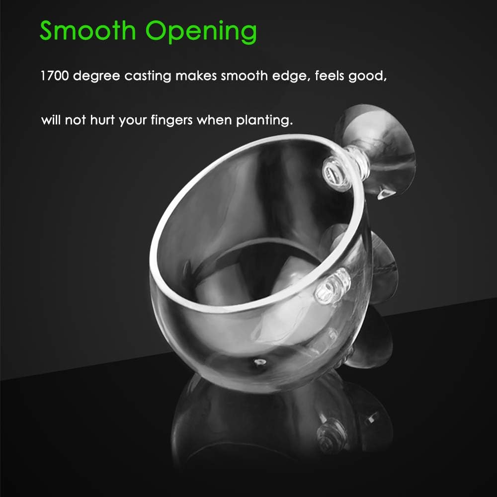 capetsma 2X Crystal Glass Aquatic Plant Pot, Planter, Red Shrimp Live Plants Fish Tank Holder with 4X Suction Cups for Aquarium Aquascape Decoration…