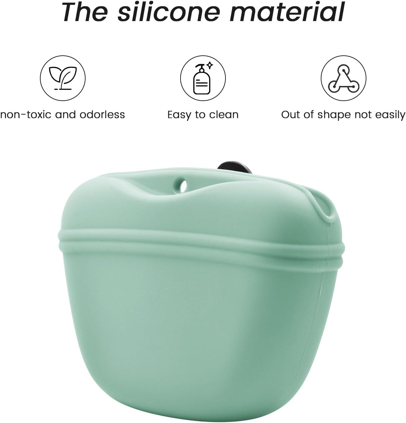 AUDWUD Silicone Dog Treat Pouch,with Dog Training Clicker,Clip on Portable Training Container,Convenient Magnetic Buckle Closing and Waist Clip