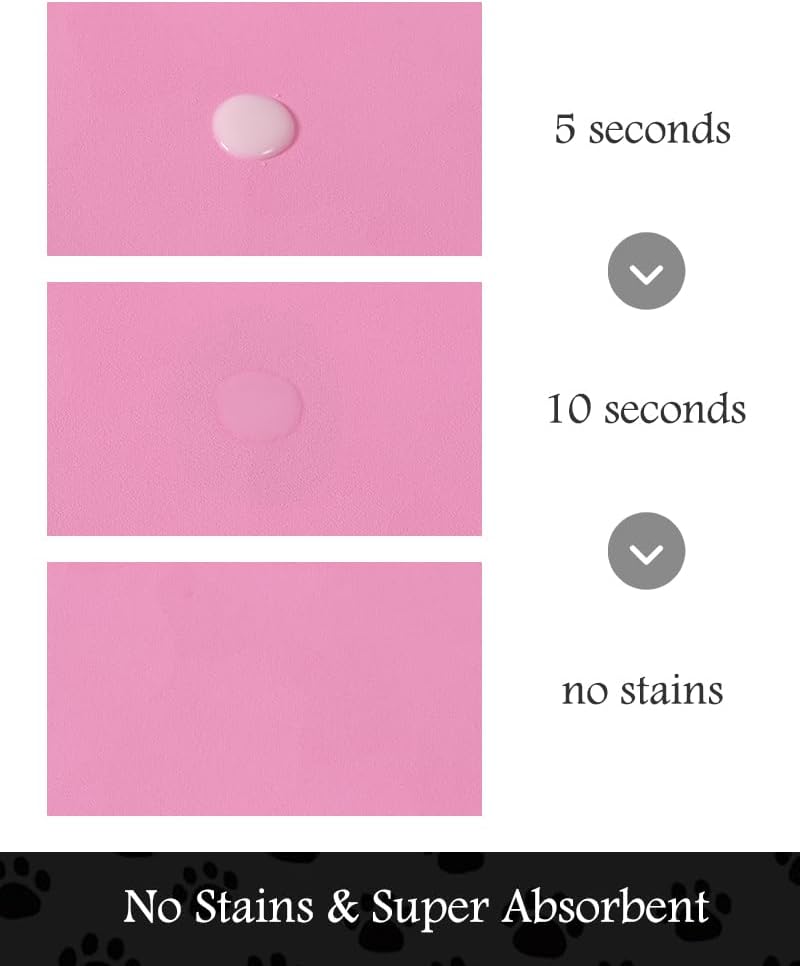 Pet Feeding Mat-Absorbent Dog Mat for Food and Water Bowl-No Stains Quick Dry Water Dispenser Mat-Dog Accessories Pet Supplies-Bowl for Messy Drinkers（BRIGHTPINK,12"x19"