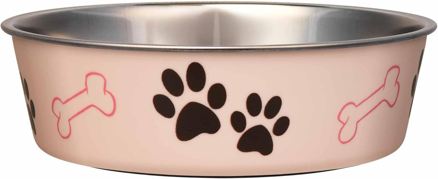 Loving Pets Bella Dog Bowls- Stainless Steel Dog & Cat Bowls - Spill Proof Dog Food Bowl, Cat Bowl, Puppy Essentials & Pet Supplies Great for Home & Travel (Large 35-65 lbs, Paparazzi Pink)