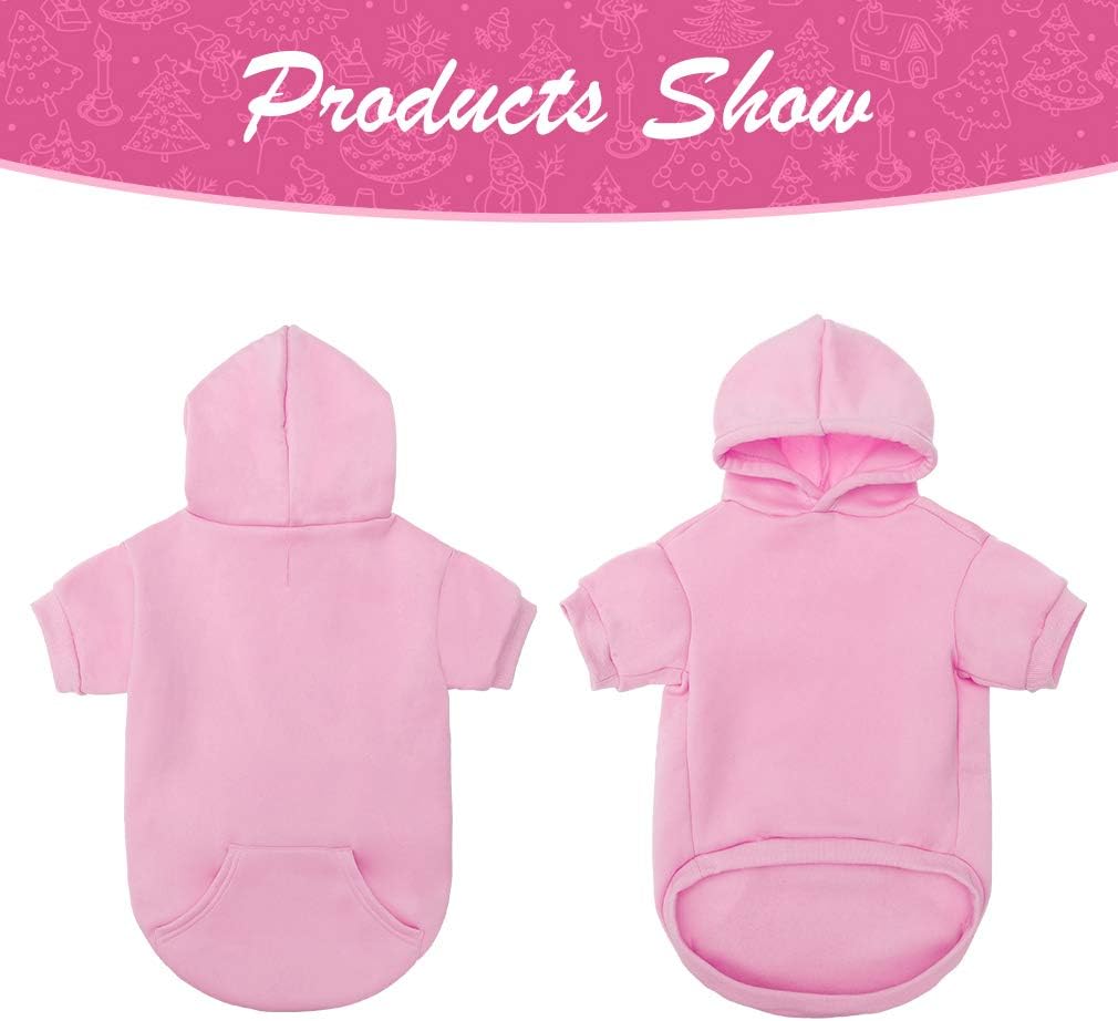 KOOLTAIL Basic Dog Hoodie - Soft and Warm Dog Hoodie Sweater with Leash Hole and Pocket, Dog Winter Coat, Cold Weather Clothes Sweatshirt for Small Medium Large Dogs Puppy Cat Boys Girls Pink XL