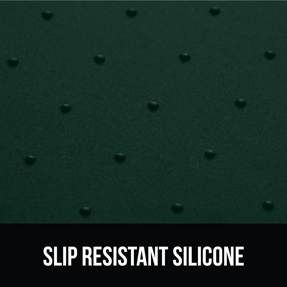 GORILLA GRIP 100% Waterproof Raised Edge BPA Free Silicone Pet Feeding Mat, Dog Cat Food Mats Contain Spills Protects Floors, Placemats for Cats and Dogs Water Bowl, Pets Accessories 18.5x11.5 Green