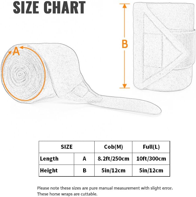 Horse Polo Leg Wraps Soft Fleece Wraps Equestrian Leg Bandage 4-Pack (Full(10ft), White)
