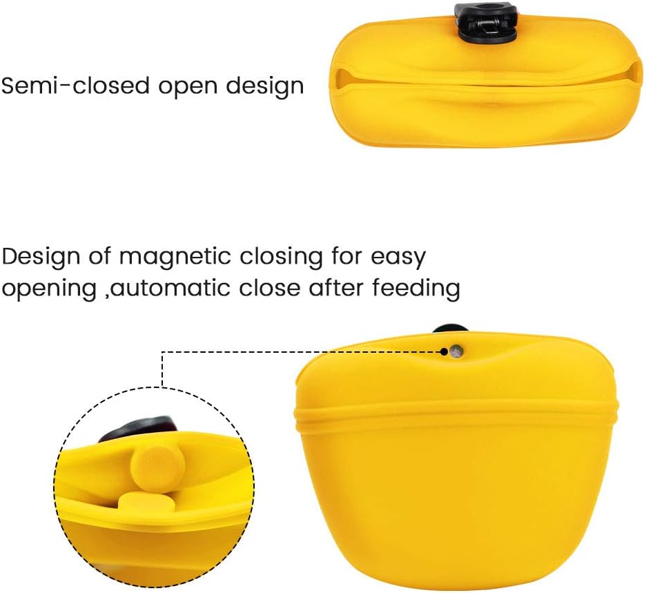 AUDWUD Silicone Dog Treat Pouch,Clip on Portable Training Container,Convenient Magnetic Buckle Closing and Waist Clip,No BPA