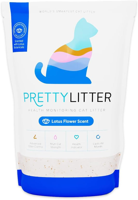Pretty Litter Health Monitoring Cat Litter, Non-Clumping Crystal Litter, (6 LB, Lotus Flower)