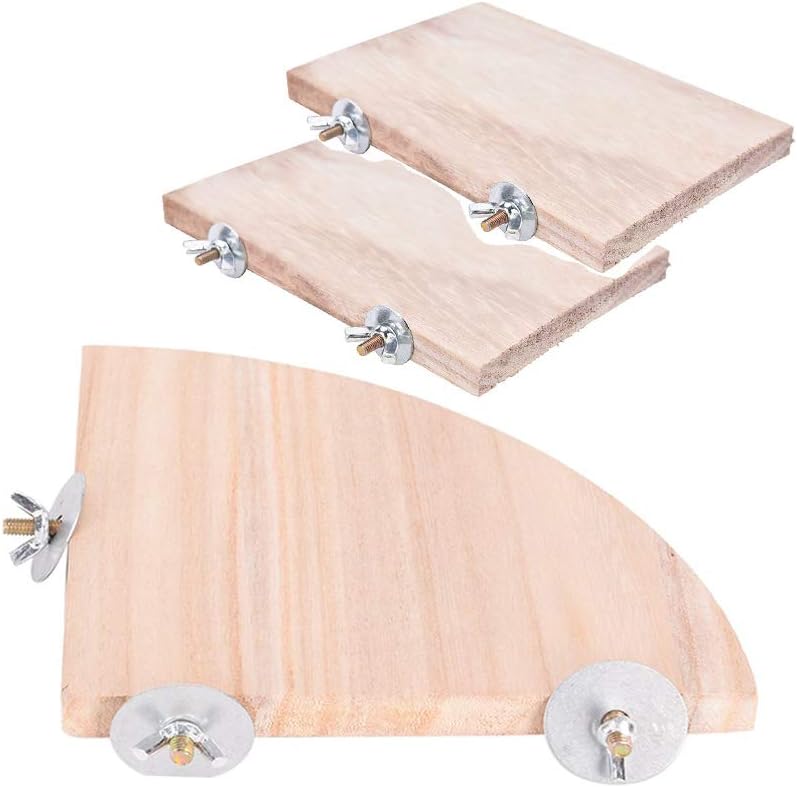 Parrot Cage Perch,Wooden Platform Stand,Cage Perches,Tree Springboard,Corner Shelf Laddered,Hanging Swing,Natural Wood Branches for Parakeets Bird Chinchilla Hamster Guinea Squirrel Hedgehog