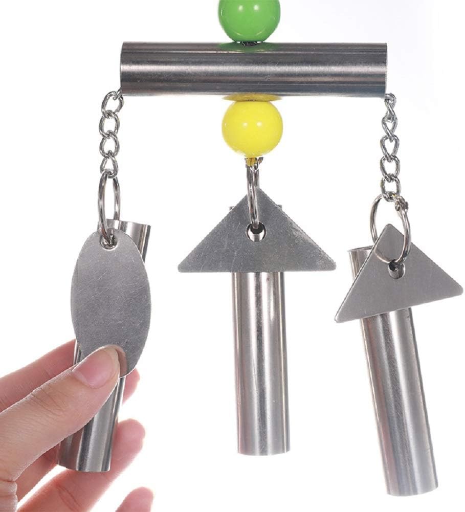 Litewoo Bird Stainless Steel Bell Toys, Safe and Stable Hanging Spoons Pipe Chew Bite Toy（B）