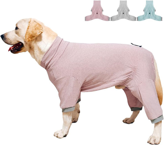 Dog Pyjamas PJS Sweater Clothes and Home Clothing Suitable for Medium to Large Breeds of Dogs, Dog Neutering Suits, Extra-Large Stretch Fabric, Four-Legged Clothes (Thin Pink, 4XL)