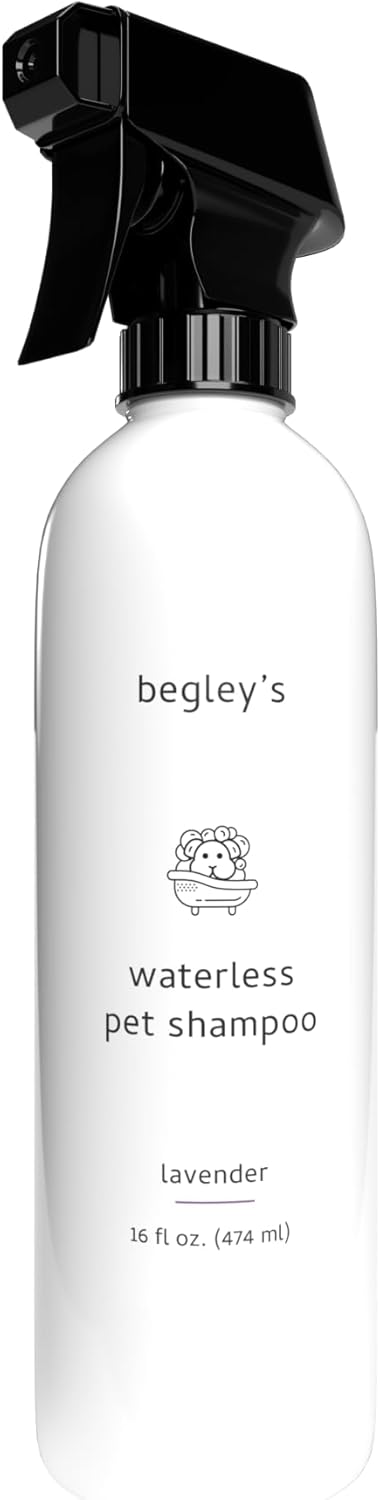 Begley's No Rinse Waterless Pet Shampoo, Bathless Cleaning, Deodorizing, and Odor Removal for a Shiny, Fresh Smelling Coat - Effective for Dogs, Puppies, and Cats - Fresh Lavender Scent