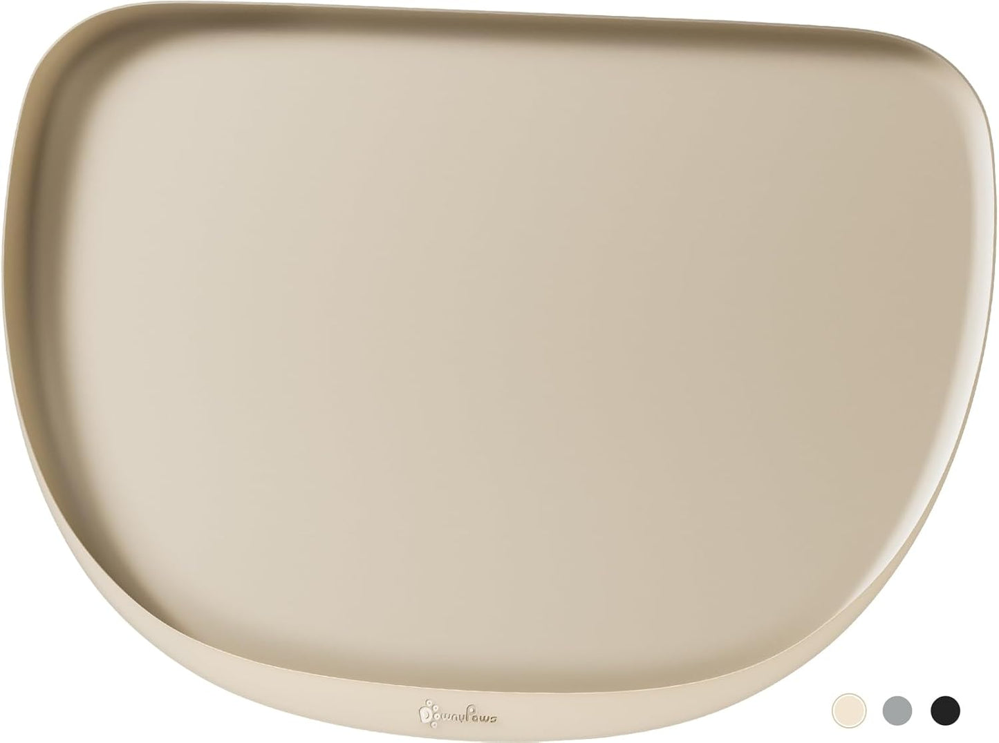 DownyPaws Dog Food Mats for Floors Waterproof, BPA Free Silcone Dog Bowl Mat, Non-Slip Pet Feeding Mat with High Raised Edge, Cat Placemat for Messy Drinkers, 18"×12.5", Almond