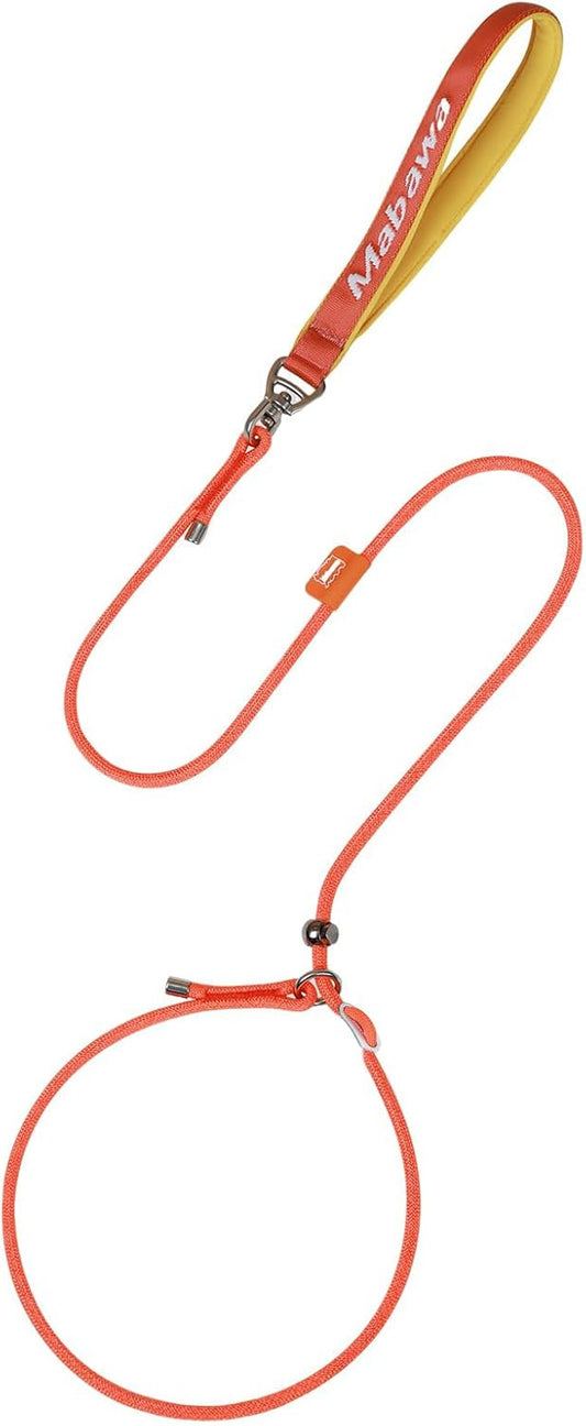 Dog Anti-Slip Leash 5FT with Metal Stopper - Durable No-Pull Training Lead for Small, Medium & Large Dogs - Comfortable Handle Nylon Rope, Tangle-Free Pet Walking Leash (Orange, 5.6FT)