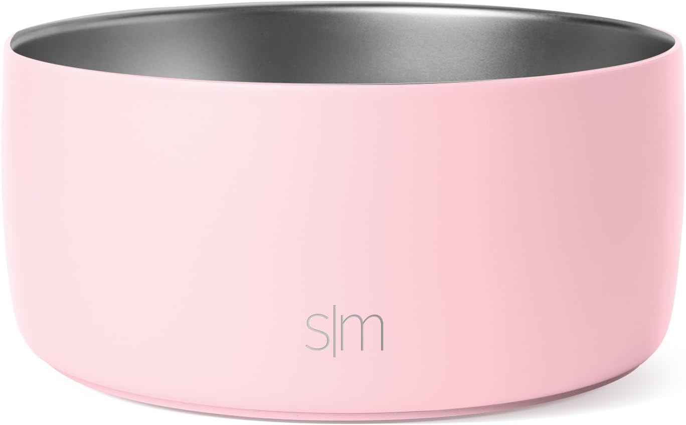 Simple Modern Stainless Steel Pet Water Bowl for Dogs & Cats | Reusable Insulated Stainless Steel Food Bowls for Dog Cat | No Tip No Slip BPA Free | Bentley Collection | Large (64oz) | Blush
