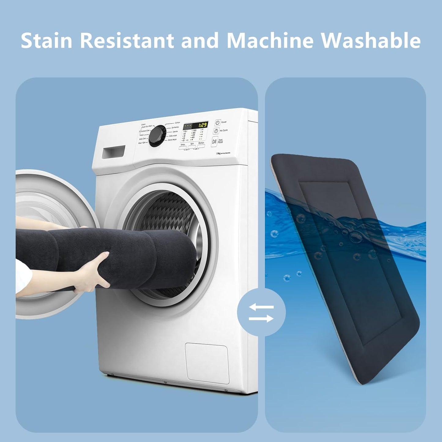 Magic Dog Large Dog Bed Soft Dog Crate Pad Dog Mat, 42 Inches Machine Washable Pet Bed Kennel Pad with Non-Slip Bottom, Dark Gray