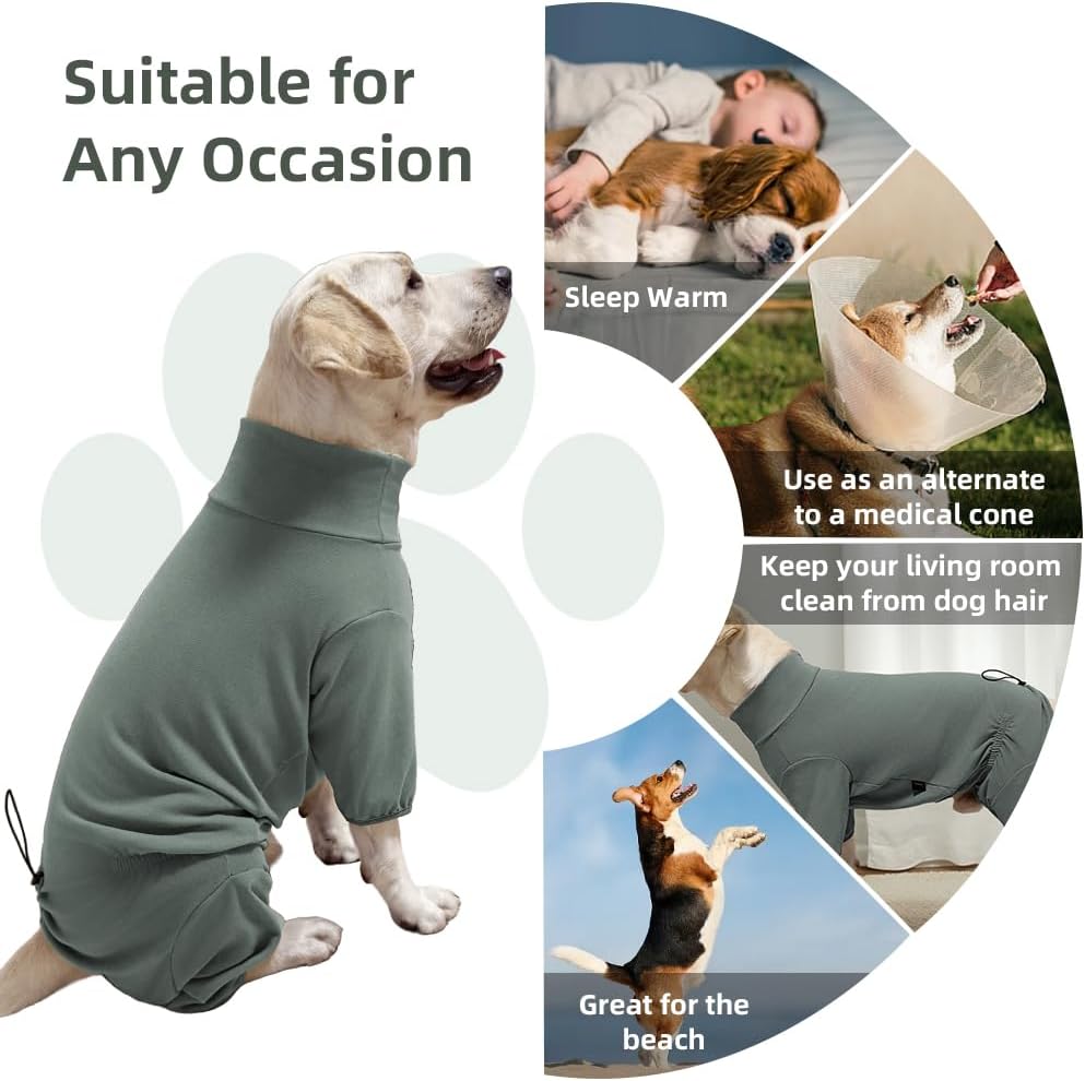 Dog Pyjamas PJS Sweater Clothes and Home Clothing Suitable for Small to Medium Breeds of Dogs, Dog Neutering Suits, Extra-Large Stretch Fabric, Four-Legged Clothes(Thickened Green, XL)