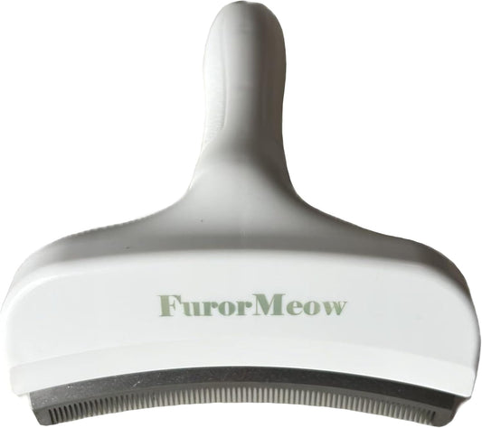 Pet Deshedding Tool with Curve Blade, Cat Grooming Brush, Tight V-shaped Teeth Shedding Comb for Cats and Dogs (White, Large)