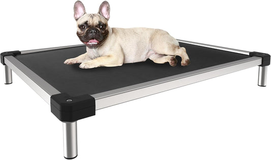 FXW TitanNest Chew-Proof Elevated Dog Bed, Raised Cot for Indoor/Outdoor/Camping Use, Durable & Waterproof Cooling Pet Bed for Extra-Small Dogs, 29.0" L x 18.0" W x 4.5" H, Black