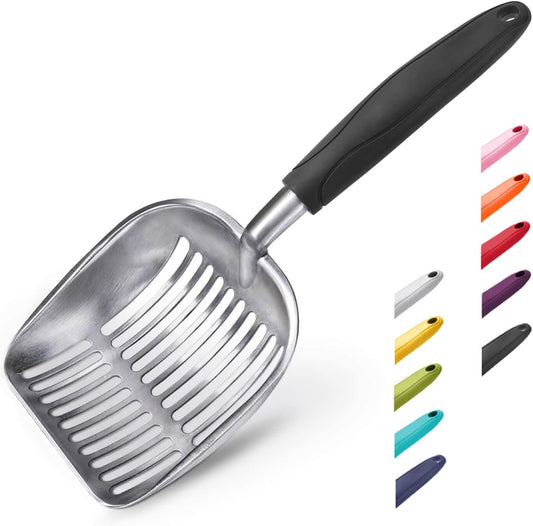 WePet Cat Litter Scoop, Aluminum Alloy Sifter, Kitty Metal Scooper, Deep Shovel, Long Handle, Poop Sifting, Kitten Pooper Lifter, Durable, Heavy Duty, for Litter Box