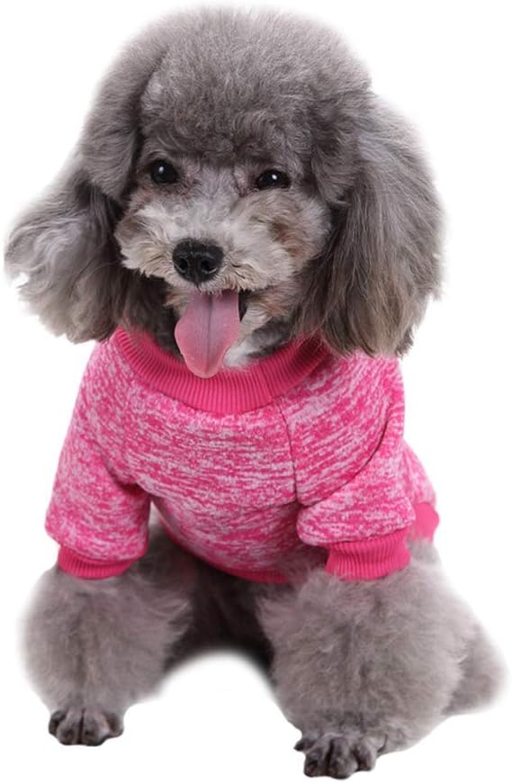 Jecikelon Dog Clothes Dogs Sweater Soft Puppies Clothing Winter Puppy Sweaters Warm Outfit for Dogs Small XXS XS Cat Apparel (Rose red, XS)