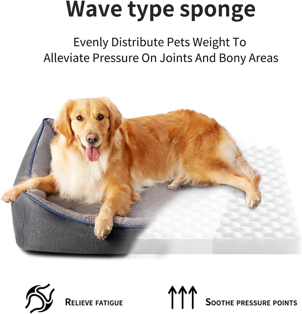 Orthopedic Dog Beds for Medium Dogs, Durable Egg Crate Foam Sofa Dog Bed wit Washable Removable Cover,Waterproof Lining,Pet Bed for Large Dogs (Dark Grey-Velvet, 31.5" L x 25.2" W x 7" Th)