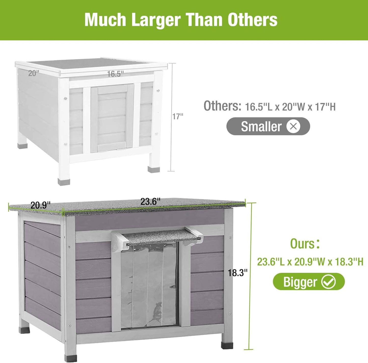 GUTINNEEN Outdoor Cat House Wooden Rabbit Hutch Outside Feral Cat Shelter Bunny Cage Guinea Pig Habitat Weatherproof(AIR12)