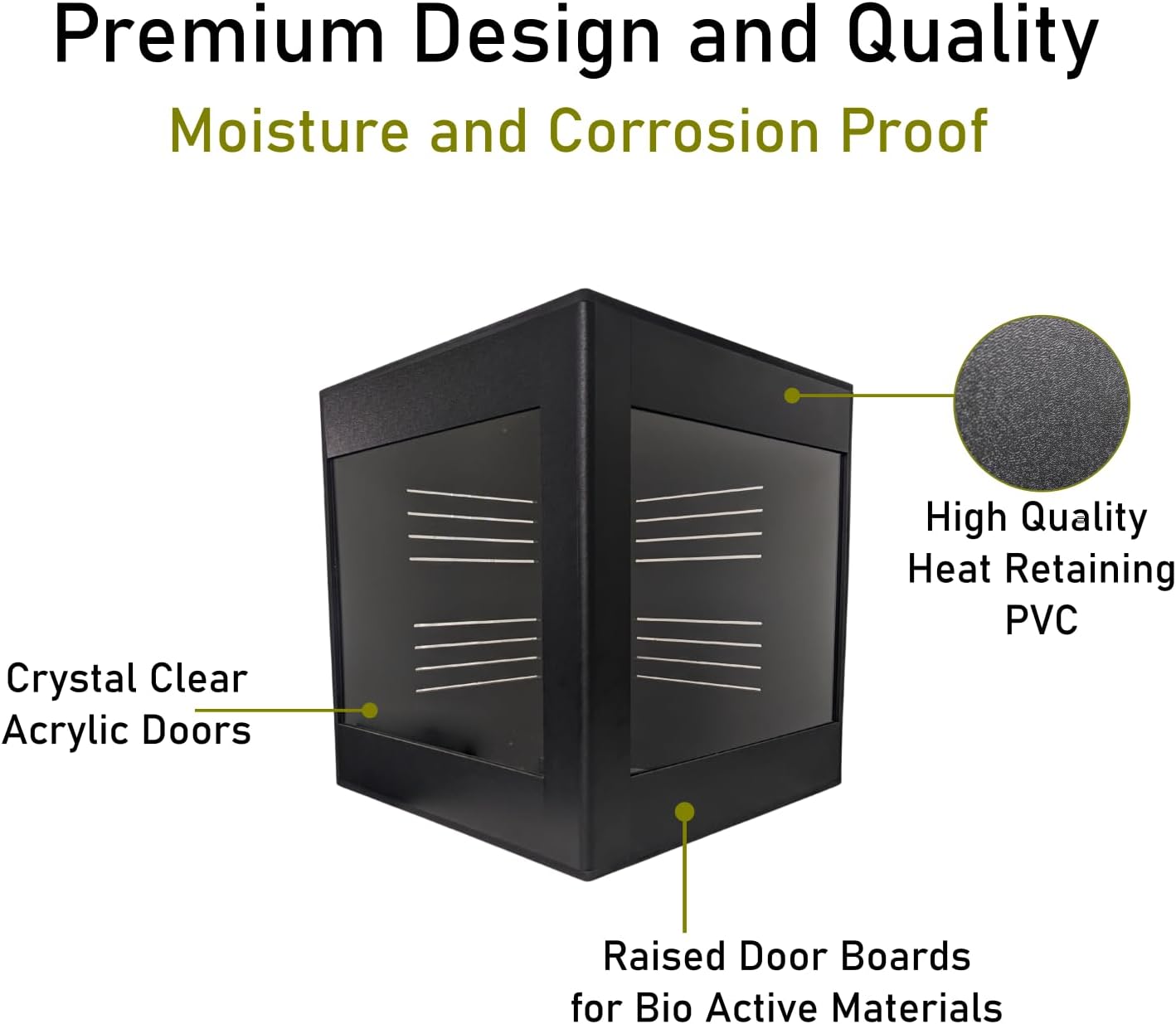 Premium PVC Reptile Enclosure, 40 Gallon, Easy Assembly, Moisture-Proof, Heat Retention, Sliding Doors, Ventilation, Bio-Active Setups, Non-Reflective Black Finish, Made in USA (Black Brace)