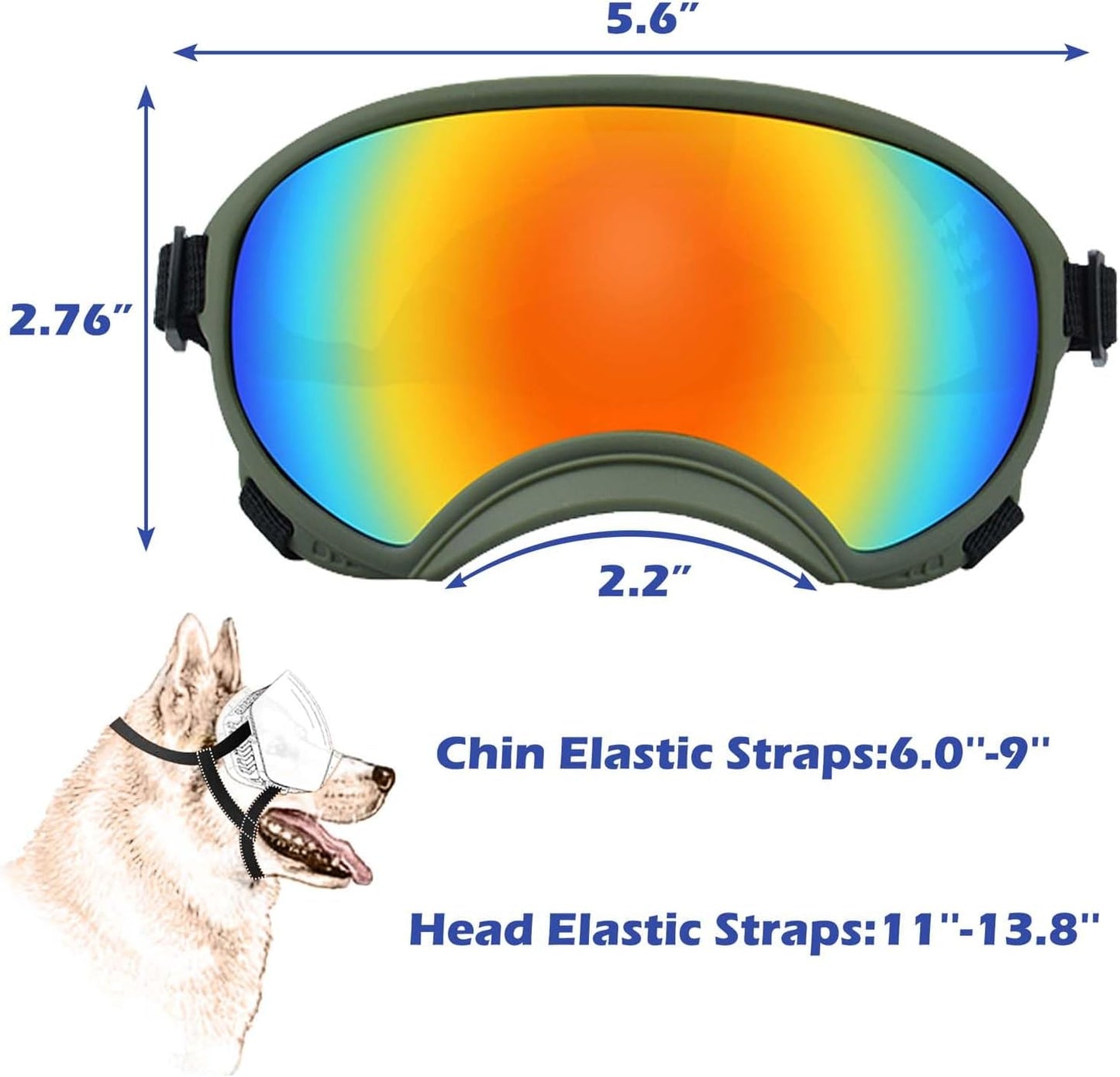 Medium Dog Sunglasses with Adjustable Strap UV Protection, Winproof Dog Puppy Sunglasses, Suitable for Medium Dog Pet Glasses, Dogs Eyes Protection,Soft Dog Goggles