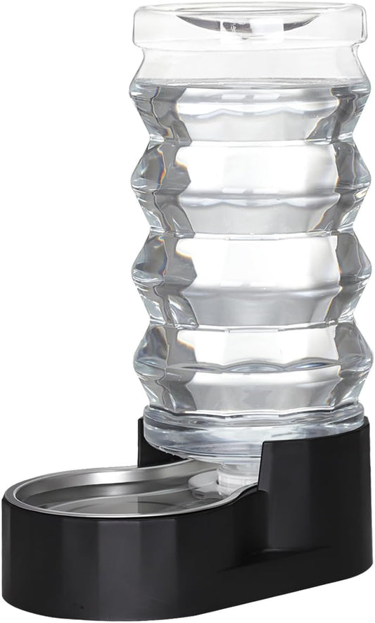 Sfozstra Automatic Pet Water Dispenser: 9L Black Lagre Dogs Stainless Steel Gravity Feeder - Convenient Drinking Water Dispenser Designed for Dogs and Cats