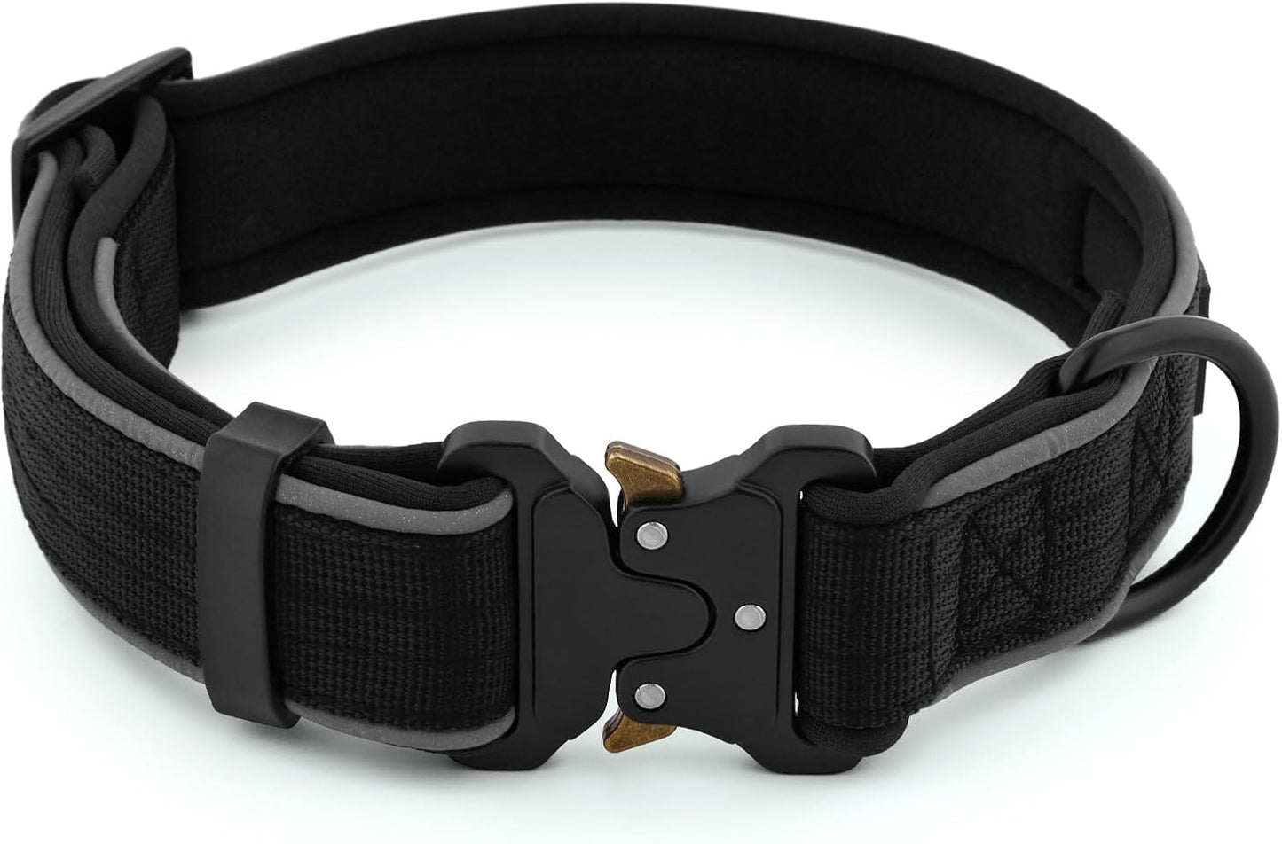 Plutus Pet Tactical Dog Collar, Reflective, Adjustable Heavy Duty Dog Collar, Soft Padded and Comfortable, for Small Medium and Large Dogs (Black, M)