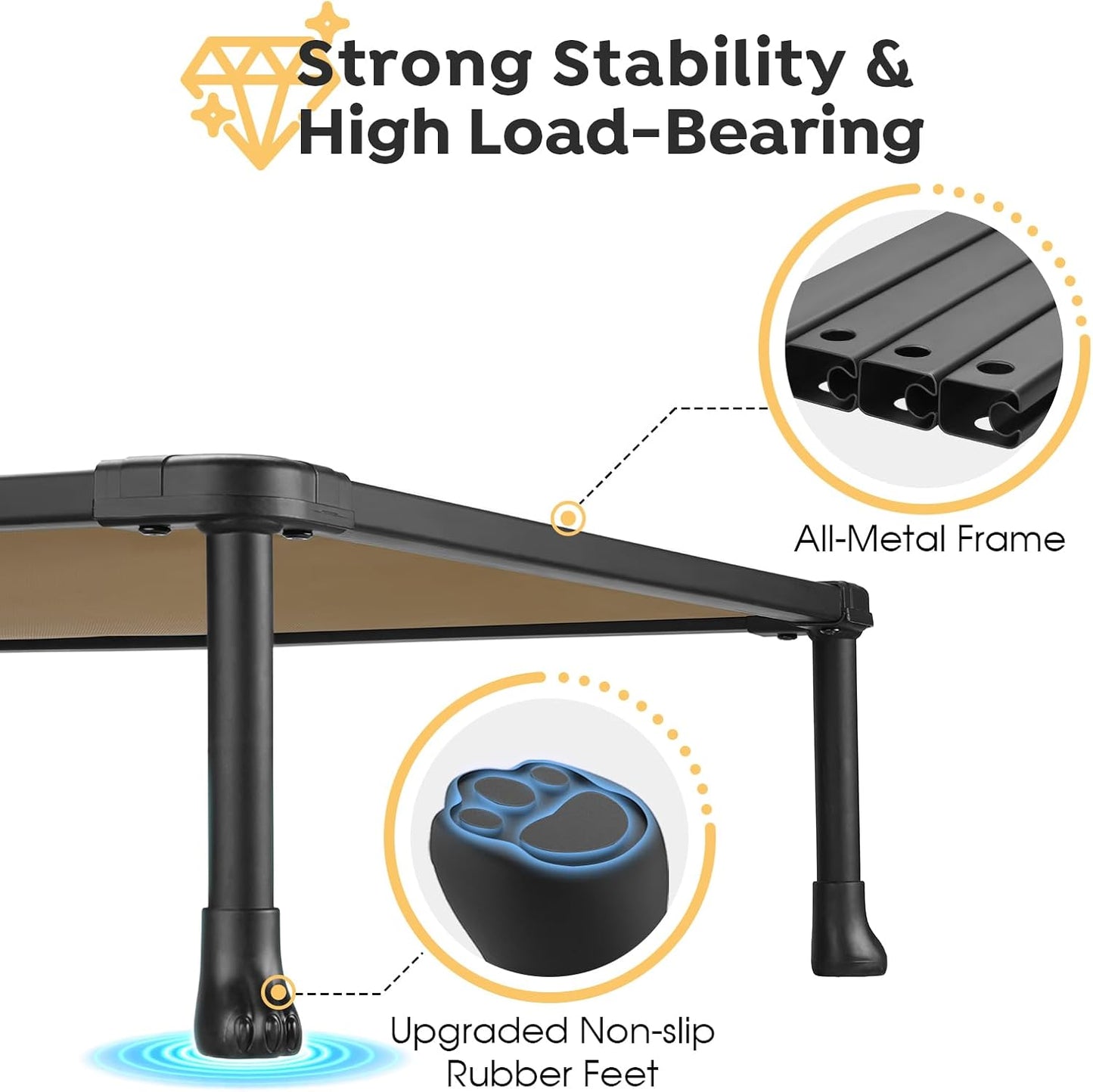 Veehoo Chew Proof Dog Cot, Non Chewable Large Bed, Anti-Scratch Durable Hammock Raised Place for Training Platform, Outdoor Cooling Off Ground, CWC2420ACP