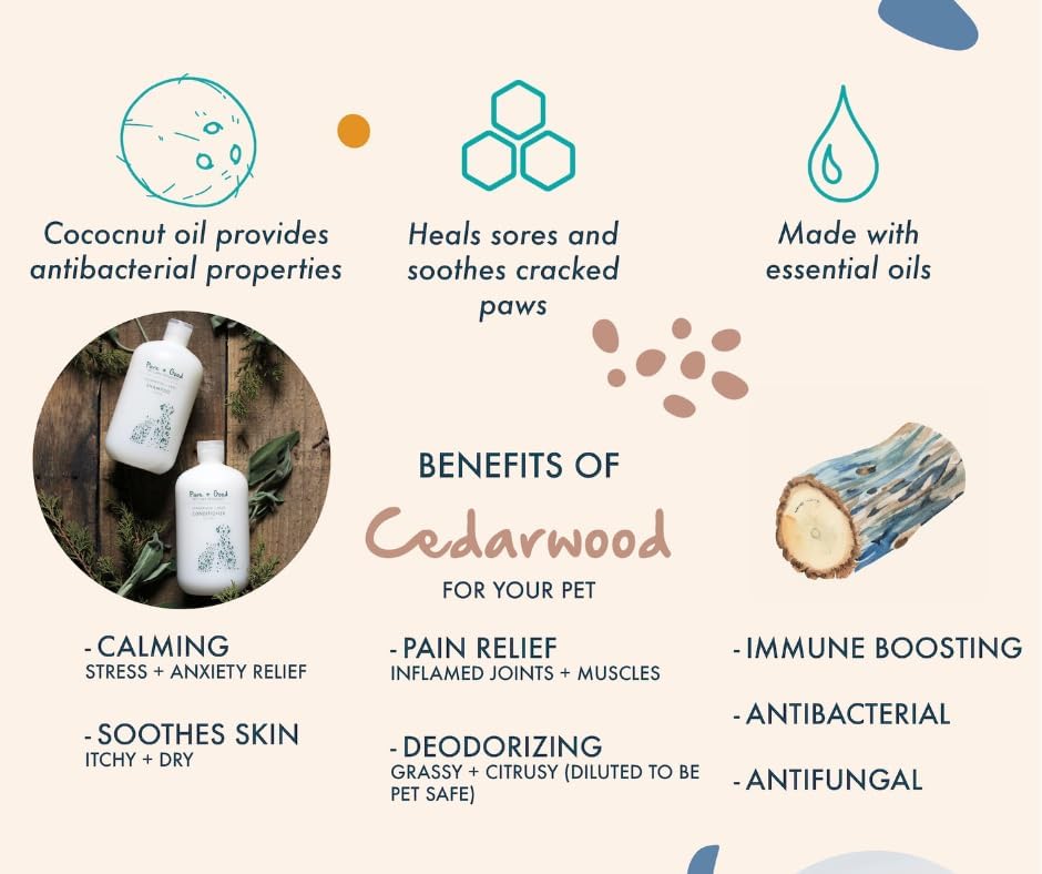 Cedarwood + Sage Shampoo and Conditioner Set, warm & herbal sage fuse with hints of camphor & eucalyptus in cedarwood, Formulated for All Pets, Gentle and Cleansing, Made in USA 16 fl oz