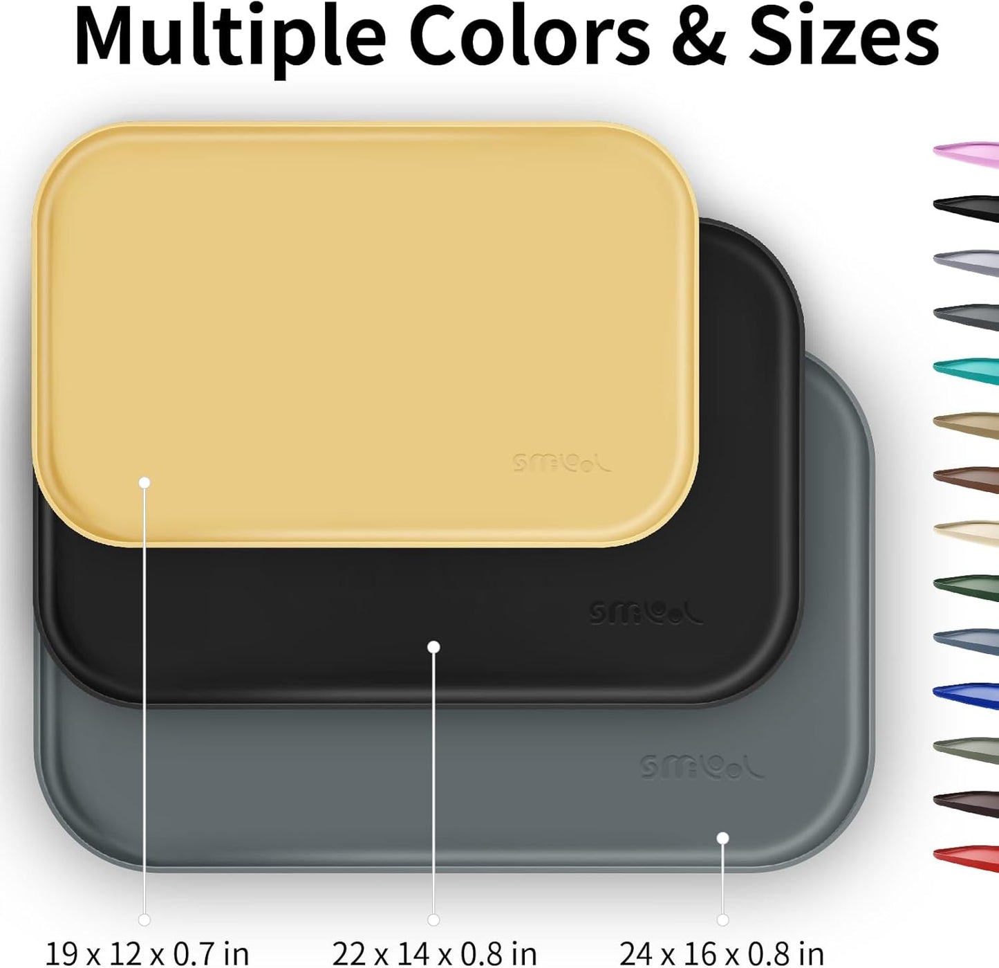 Silicone Pet Feeding Mat with Raised Edge for Food and Water, Dog Bowl Mats, Cat Bowls Placemat with High Lip for Floor Waterproof, Rubber Tray for Cats and Dogs 24 x 16 x0.8 Red