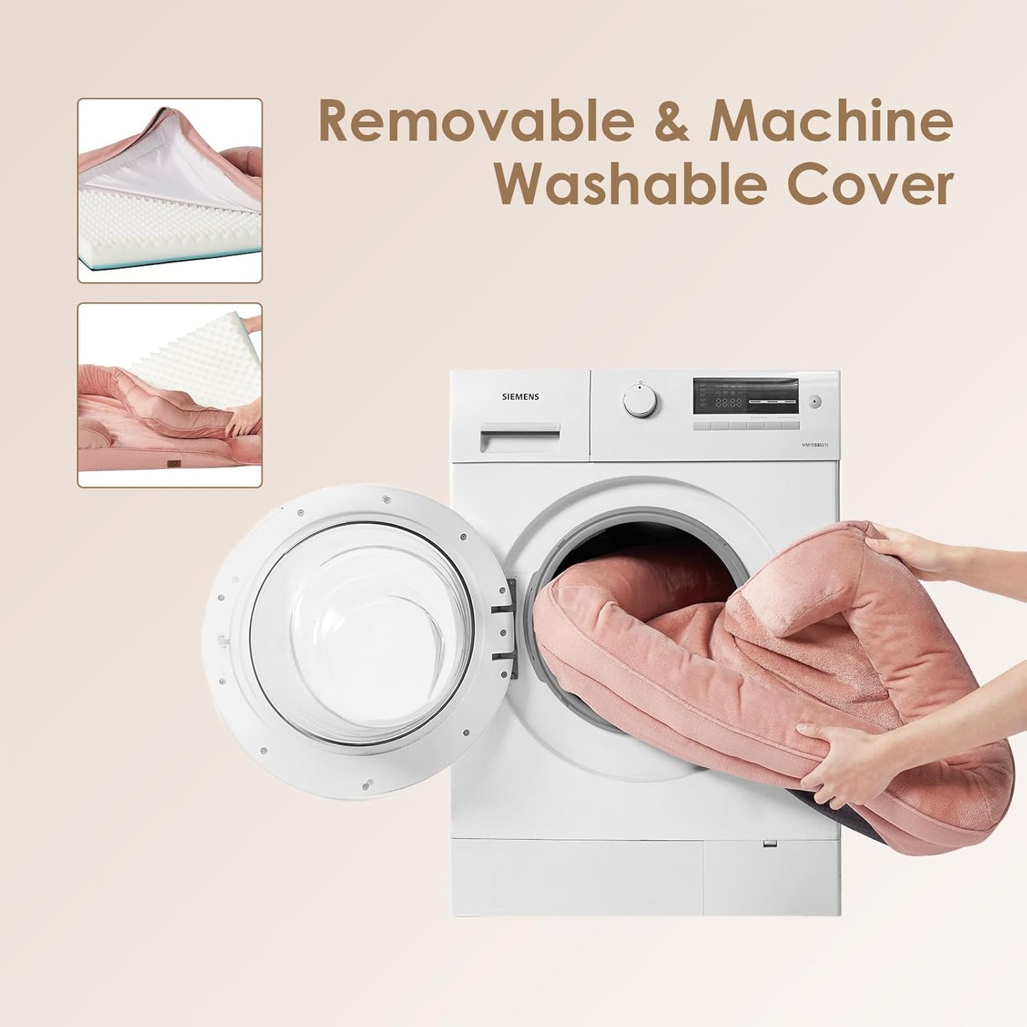 EHEYCIGA Orthopedic Dog Beds for Large Dogs, Waterproof Memory Foam Large Dog Bed with Sides, Non-Slip Bottom and Egg-Crate Foam Pet Couch Bed with Washable Removable Cover, Dusty Pink