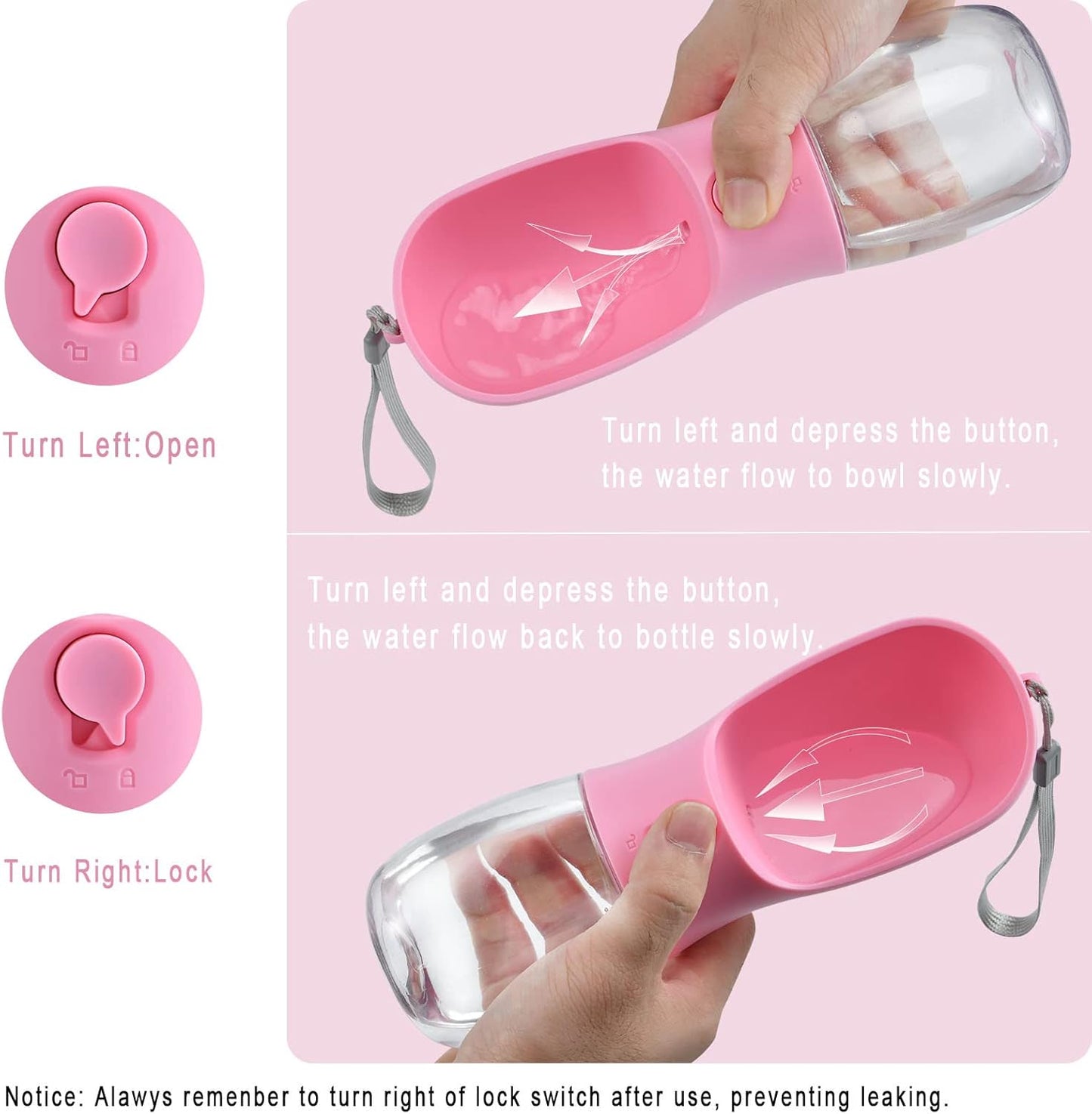 Dog Water Bottle with Food Container, Travel Puppy Water Bowl, Portable Pet Dispenser, Girl Dog Accessories Stuff Items Essentials Necessities for Yorkie Chihuahua Cat Walking and Hiking