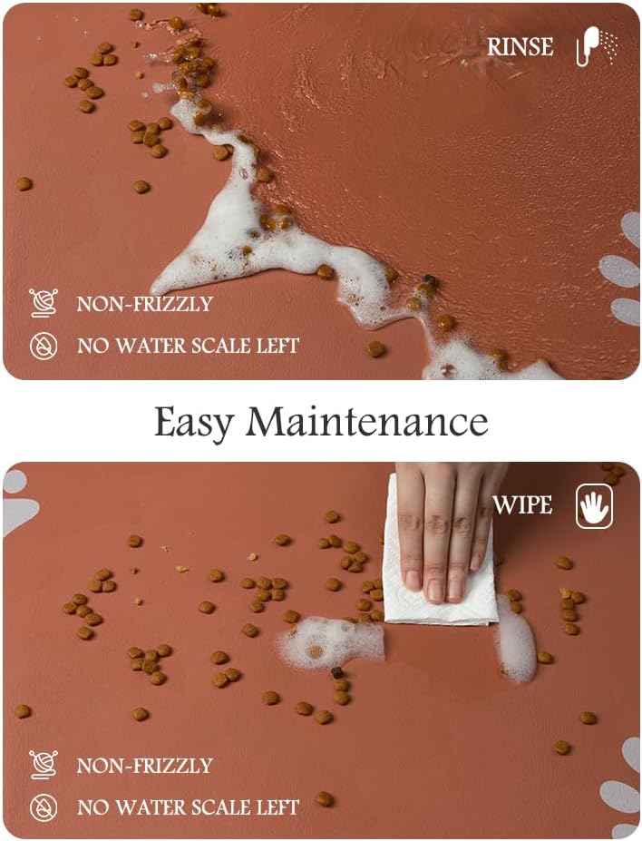 Pet Feeding Mat-Absorbent Dog Mat for Food and Water Bowl-No Stains Quick Dry Water Dispenser Mat-Dog Accessories Pet Supplies-Bowl for Messy Drinkers（Orange,16"x24"