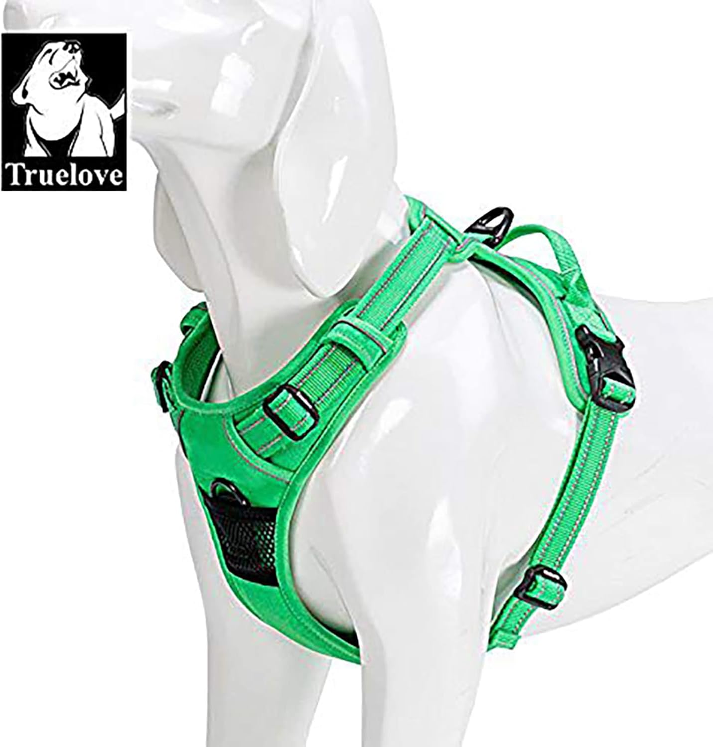 TRUE LOVE Adjustable No-Pull Dog Harness Reflective Pup Vest Harnesses Comfortable Control Brilliant Colors Truelove TLH5651(Grass Green,XL)