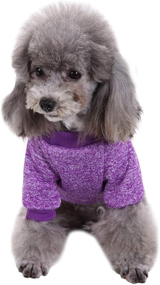 Jecikelon Dog Clothes Dogs Sweater Soft Puppies Clothing Winter Puppy Sweaters Warm Outfit for Dogs Small XXS XS Cat Apparel (Purple, S)