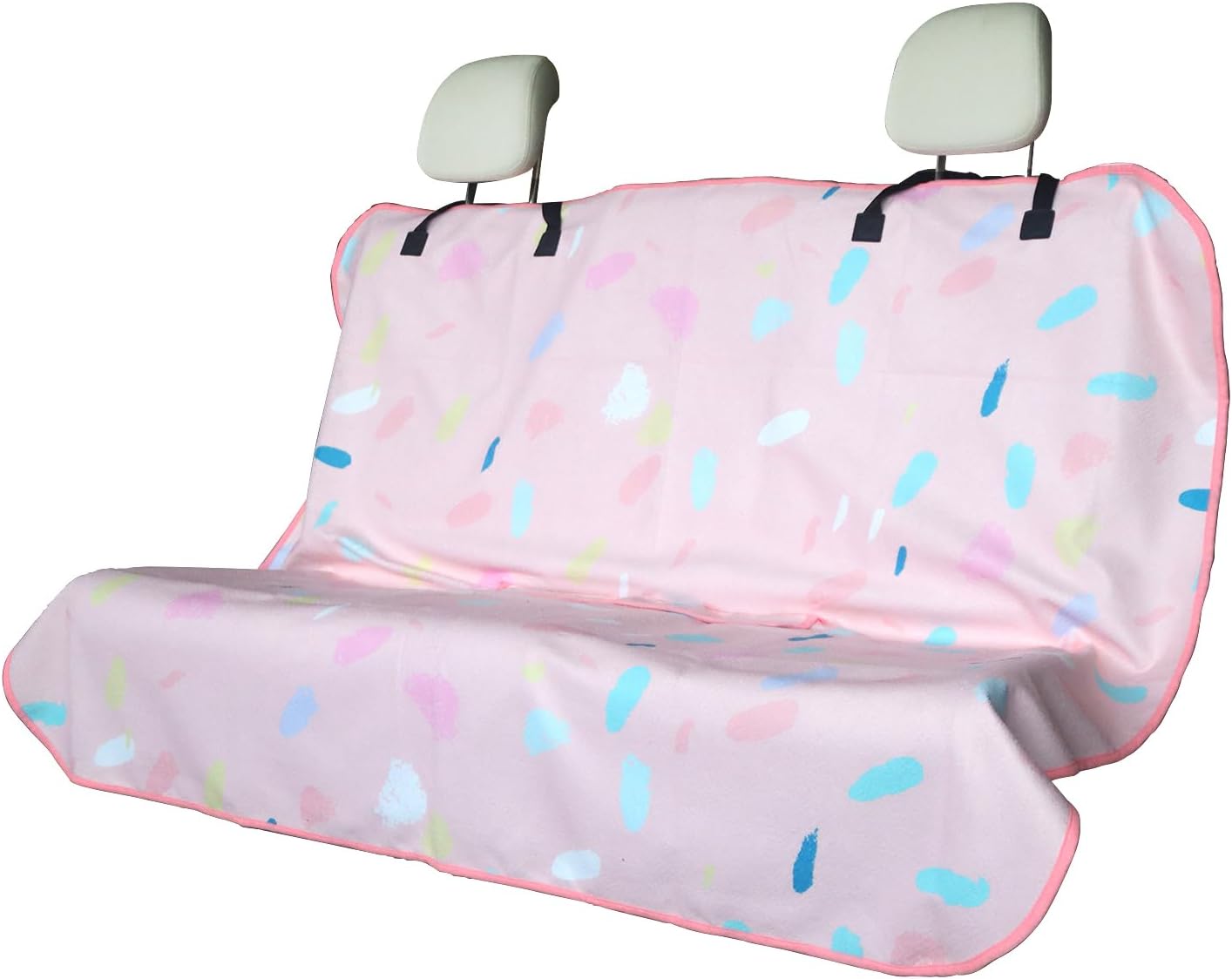 Back Seat Cover for Car Trucks Van SUV,Waterproof Rear Bench Towel Seat Covers for Dogs and Kids,Automotive Backseat Protector (Pink Marbling)